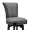 Armen Living Raleigh 26" Counter Height Swivel Barstool in Black Finish and Gray Faux Leather LCRABASIBLGR26 - alternate 4
